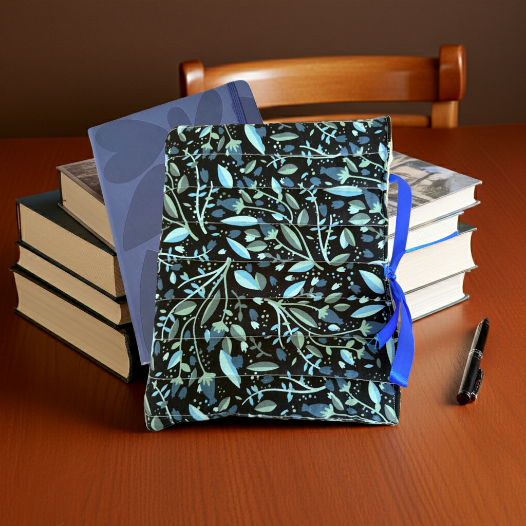 Quilted Blue Leaf Book/Device Sleeve