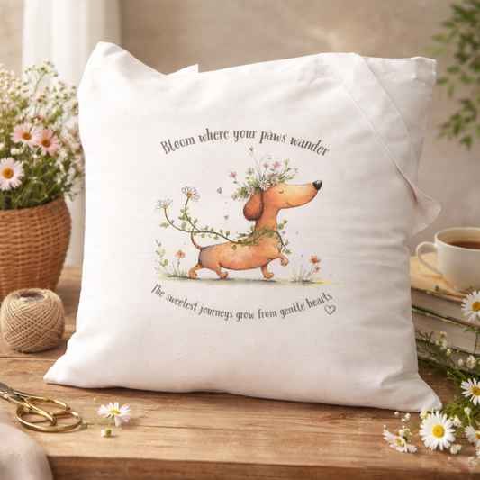 Floral Dachshund Tote Bag