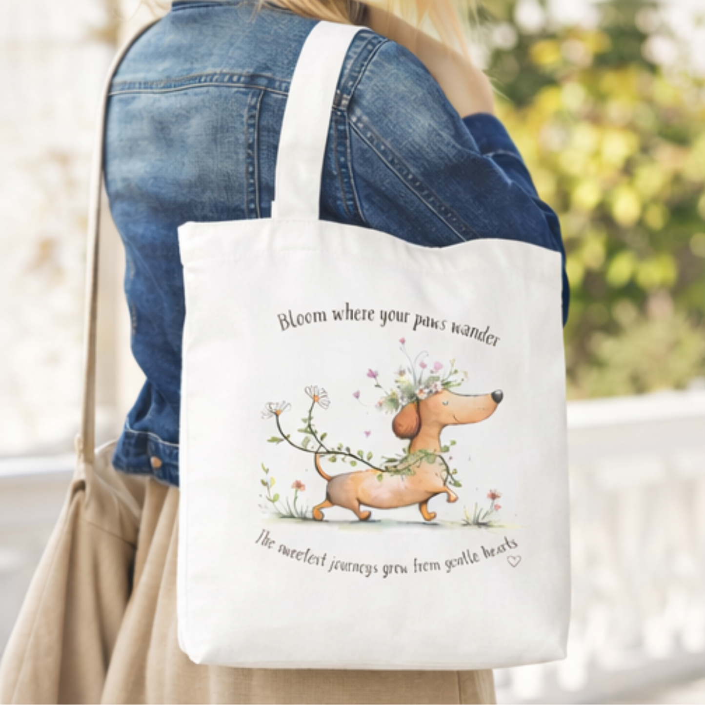 Floral Dachshund Tote Bag