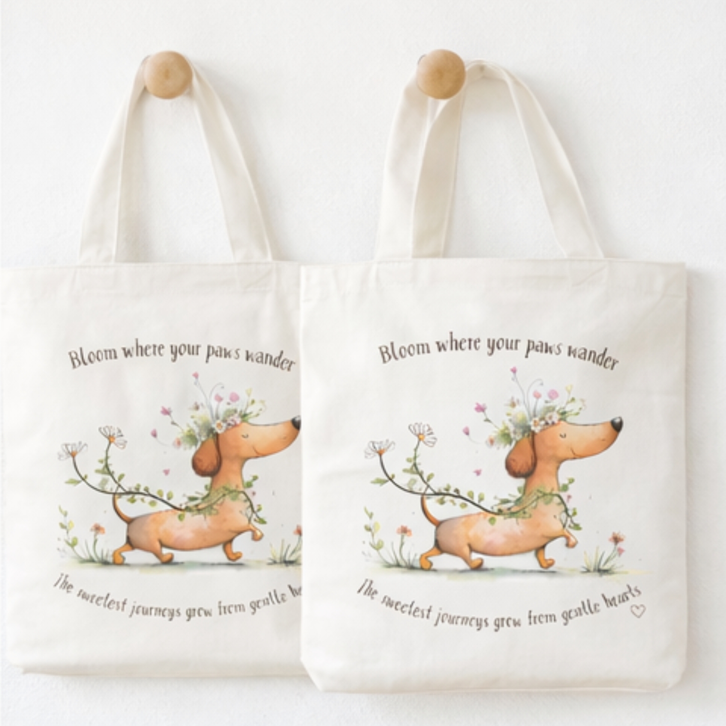 Floral Dachshund Tote Bag