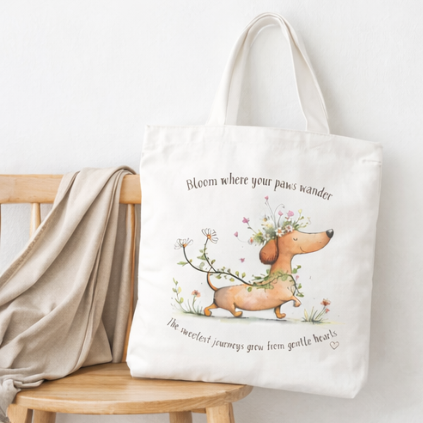 Floral Dachshund Tote Bag