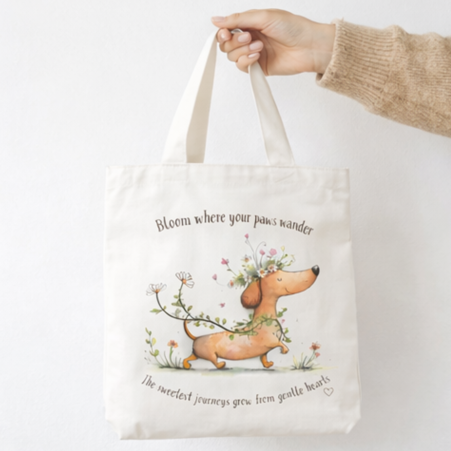 Floral Dachshund Tote Bag