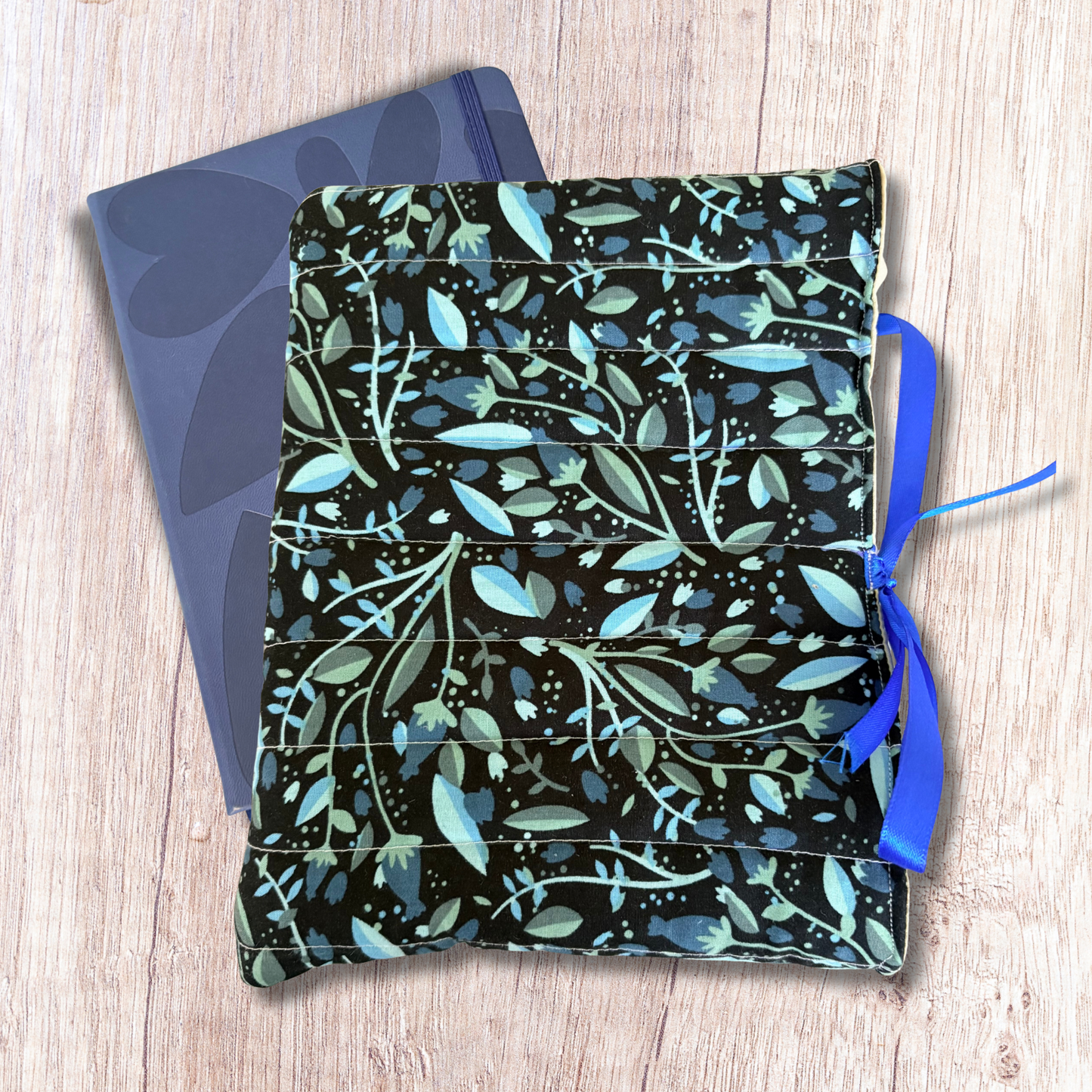 Quilted Blue Leaf Book/Device Sleeve