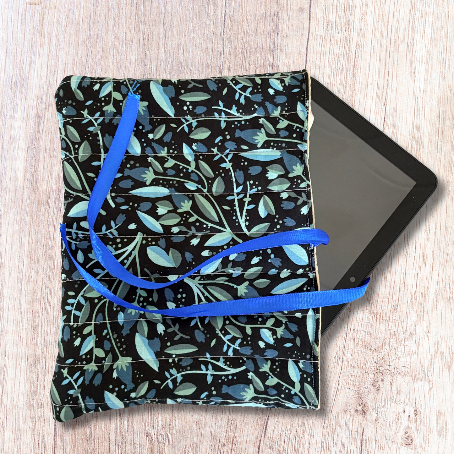 Quilted Blue Leaf Book/Device Sleeve