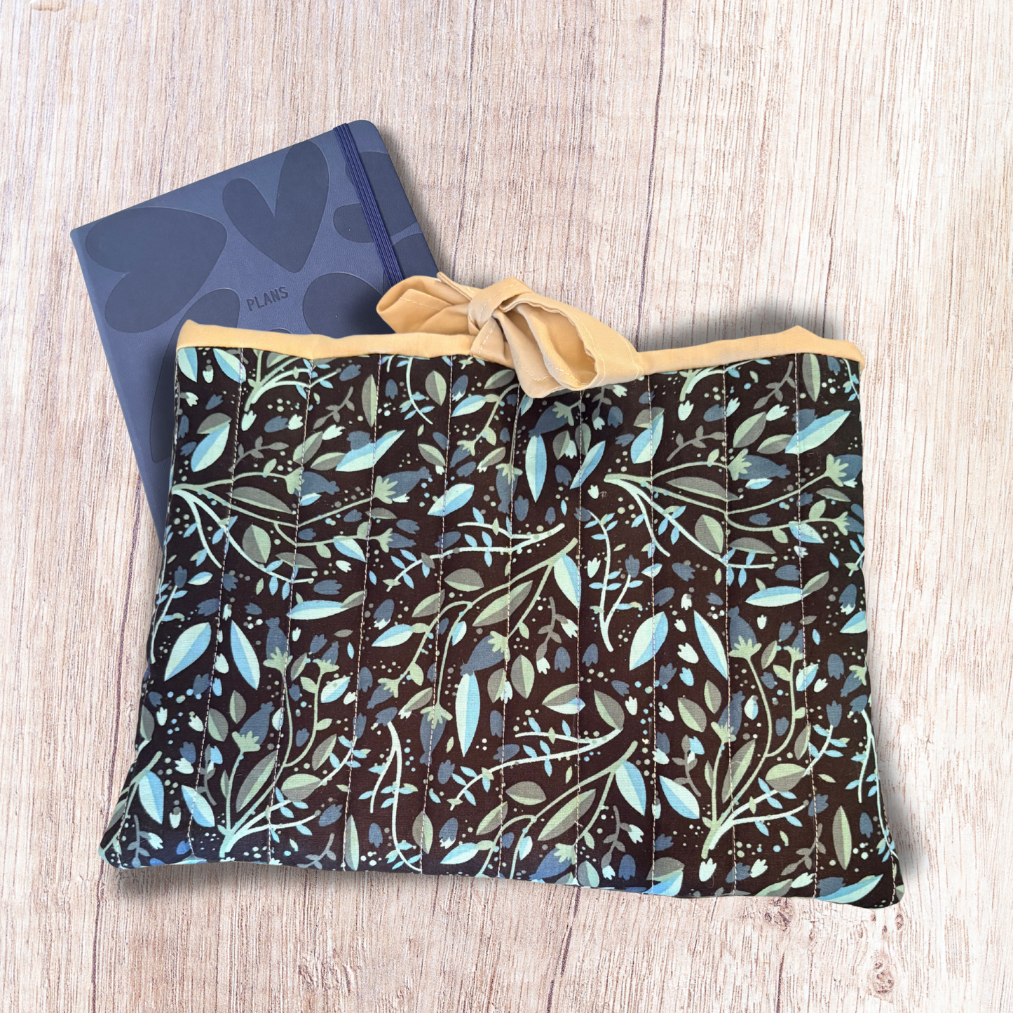 Quilted Blue Leaf Book/Device Sleeve