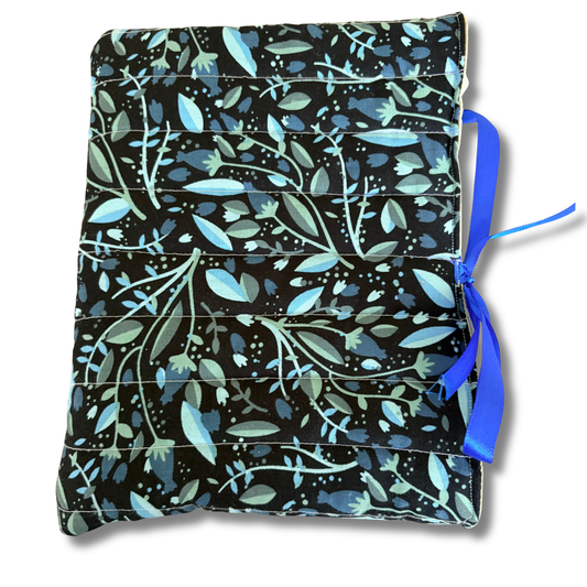Quilted Blue Leaf Bookcover/tablet Sleeve