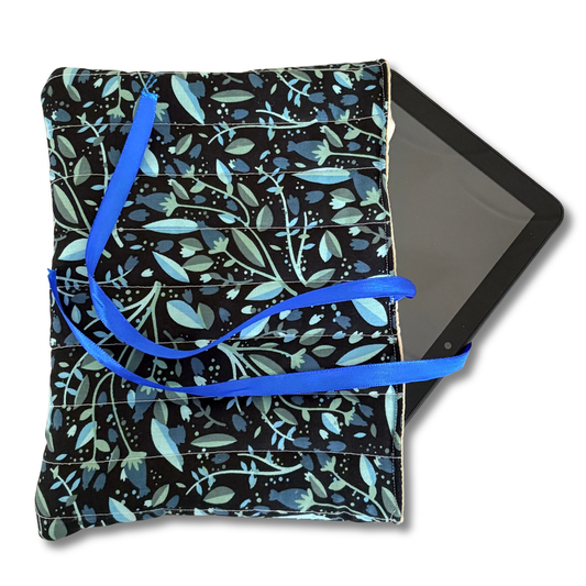 Quilted Blue Leaf Bookcover/tablet Sleeve