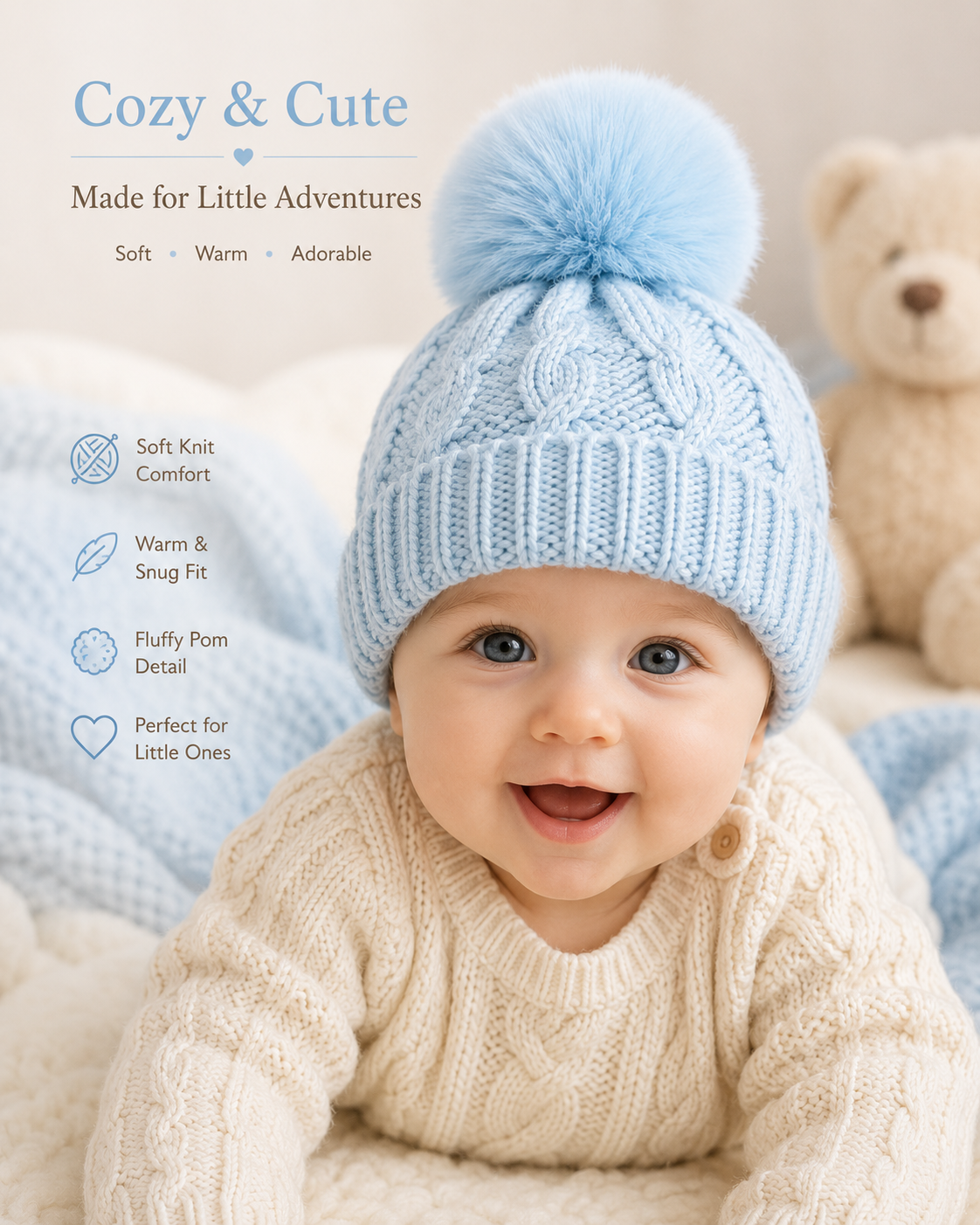 Personalised Baby Pom Pom Hat
