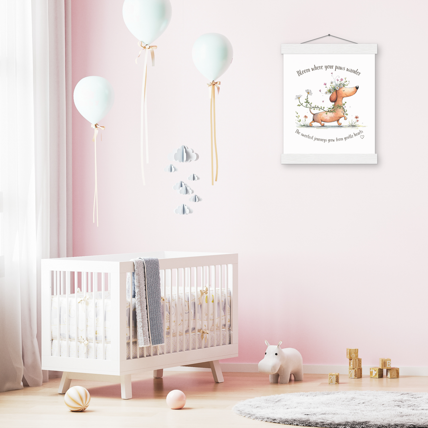 Bloom Where your Paws Wander Poster with Hanger 20x25 cm / 8x10″