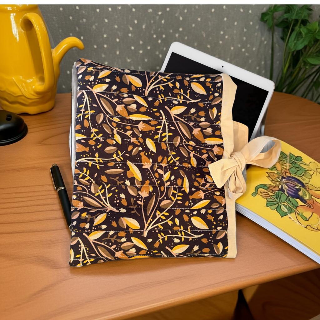 Quilted Brown Leaf Book/Device Sleeve